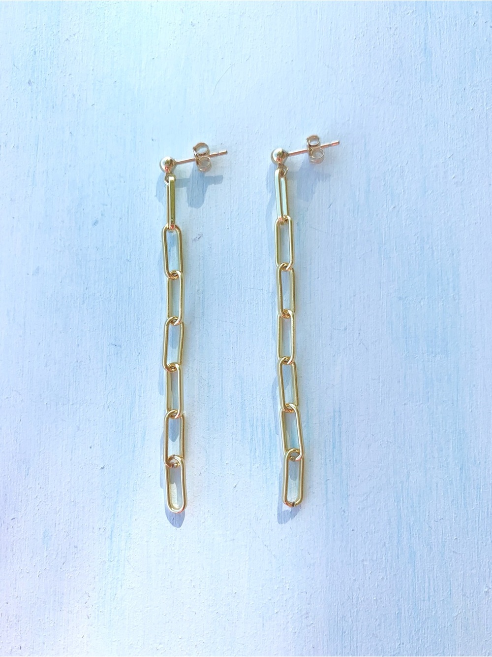 NEW/ 14K Gold Filled Paperclip Link Chain Drop Earrings, Handmade in Hawaii